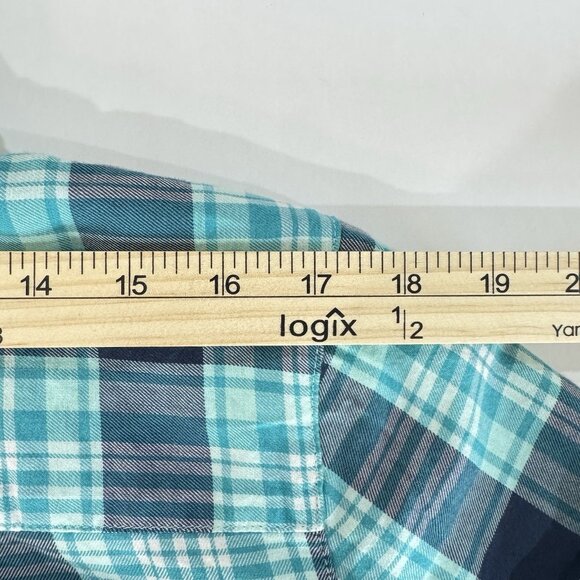 L.L. Bean Fleece-Lined Flannel Hoodie Women's Medium Blue Plaid Cotton Jacket - Picture 11 of 14